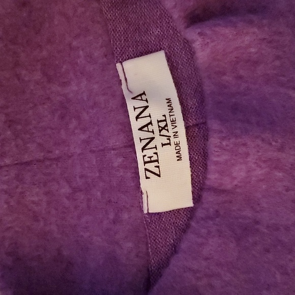 Zenana Brushed Melange Hacci Long Sleeve Sweater Mock Neck Relaxed Violet L/XL - Picture 4 of 7